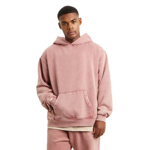 Sweat à capuche en molleton 100 % coton pour homme, de haute qualité, uni, teint, avec broderie vieillie, écologique et respirant - Product Image 3