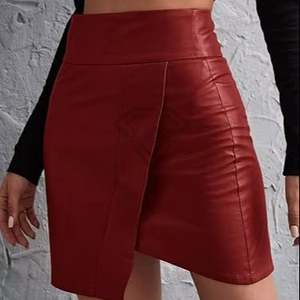 Women <b>High</b> Waist PU Leather Mini Pencil Skirt Solid Shiny Sexy Club Style All Seasons Wear - Product Image 6