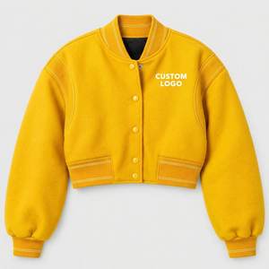 Chaqueta Corta de Streetwear para Mujer, Lavado Ácido, Corte Holgado Personalizado, Manga Larga, Cuello Alto, Estilo Vintage, Prenda Exterior de Algodón para Otoño - Product Image 3