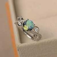 Sultanite Ring - Kleurveranderende Vintage Trouwring - 925 Zilver Prong Set - Damessieraden