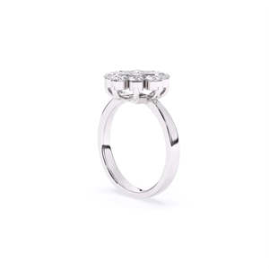 Bague de fiançailles en platine pour femme, diamant rond taille brillant, naturel et certifié, style romantique - Product Image 2
