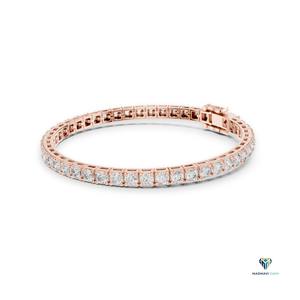 5.17 CT Rose <b>Gold</b> Round Lab Grown Diamond Tennis Bracelet in 18K <b>Solid</b> <b>Gold</b>, 6.4 Inch Collet Set Classic Bracelet - Product Image 4
