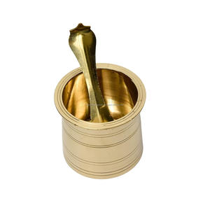 Panchpatra en laiton avec récipient traditionnel Achamani Pooja Water Vessel Ganga Jal - Product Image 3