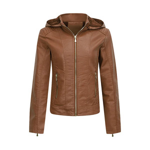 Nouvelle arrivée, veste en cuir PU pour femmes, taille plus, épaisse, en polaire, imperméable, respirante, coupe-vent, logo personnalisé - Product Image 5