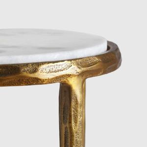 Mesas de Centro Modernas de Metal Cepillado con Tapa de Mármol, Muebles Contemporáneos para Sala de Estar - Product Image 3