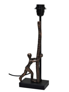 Base de lampe de table en bronze antique avec figurine d'homme grimpeur - Lampe de bureau industrielle en résine - Support de lampe de chevet décoratif sculptural 15 pouces - Product Image 3