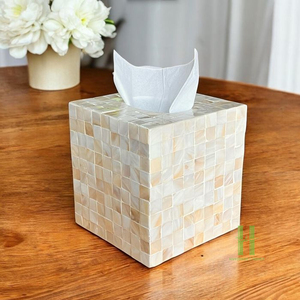 Nouvelle conception : Boîte à mouchoirs en nacre, écologique, faite à la main, avec incrustation de coquillages, décorative, en provenance du Vietnam - Product Image 1