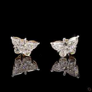 Pendientes de oro de 10K con diamantes sintéticos de corte mariposa para mujer, modernos, chapados en plata, para aniversario, boda, joyería fina, regalo - Product Image 1