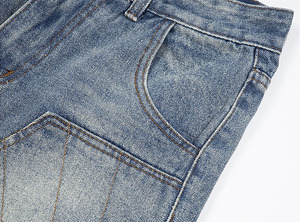 Pantalones Cortos de Mezclilla Vintage para Hombre, Estilo Urbano, Lavado Medio, Cintura Media, 100% Algodón, Teñido Liso, Venta Caliente - Product Image 2