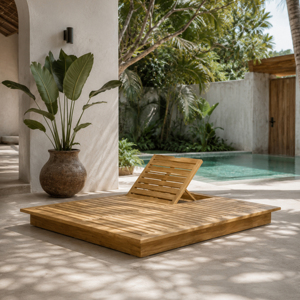 Chaise longue plate en teck moderne – Le summum pour l'extérieur, la terrasse et le bord de la piscine - Product Image 1