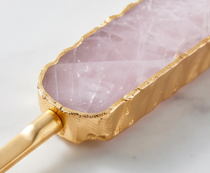 Ensemble de spatules et couteaux à gâteau longs en marbre cristallin esthétique avec poignées dorées, outils de service pour cérémonie de mariage - Product Image 2