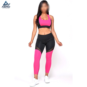 Conjunto Deportivo de Dos Piezas para Mujer, Top Deportivo Bicolor y Leggings con Detalles de Malla, Ropa Deportiva Profesional para Gimnasio y Entrenamiento - Product Image 5