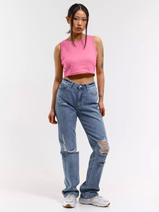 Women's Pink 100% Cotton Crop Tank <b>Top</b> Baby Tank Y2K Streetwear Casual Fashion Fitted Crop <b>Top</b> Wholesale Custom Logo Design <b>Tops</b> - Product Image 2
