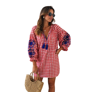 Robe d'été populaire pour femme, coupe droite, décontractée, à manches courtes, imprimée sur mesure, respirante et ajustée, idéale pour la plage et les fêtes. - Product Image 5