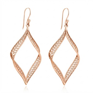14K <b>Gold</b> Filigree <b>Dangle</b> <b>Earrings</b> Hollow Geometric Drop <b>Earring</b> Trendy Statement Elegant Fashion <b>Dangle</b> <b>Earrings</b> For Women Girl - Product Image 3
