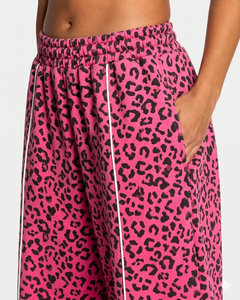 Custom Pink & Black Leopard Print Oversized Contrast Pipping Women <b>Tracksuit</b> Pullover Contrast Lining Hoodie & Jogger For Womens - Product Image 6