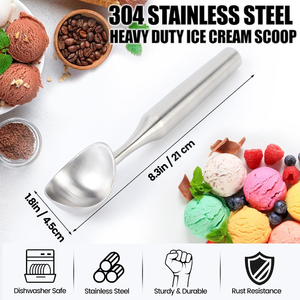 Cuillère à glace en acier inoxydable, cuillère à glace robuste, cuillère à dessert professionnelle, outil de service en métal durable - Product Image 2
