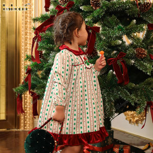 Girls Flared Holiday <b>Dress</b> <b>Velvet</b> Hem Hand Embroidery ODM Wholesale 100% Cotton Eco-Friendly Breathable Children's <b>Dress</b>-DR4291 - Product Image 4