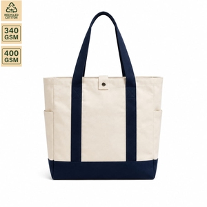 Sac fourre-tout en toile laminée PP bicolore avec logo personnalisé, 45x36x18 cm, sac de courses réutilisable robuste, fournisseur OEM en gros - Product Image 2