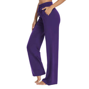 กางเกงวอร์มขาบานทรงใหม่ปี 2026 ผ้าหนานุ่ม คุณภาพสูง เอวยางยืดพร้อมเชือกผูก สีพื้น สำหรับผู้หญิง - Product Image 4