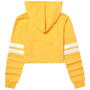 Women's <b>Yellow</b> Cropped <b>Hoodie</b> with Embroidery High Street Casual Knitted Sweatshirt Autumn Wear - Product Image 2