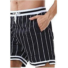 <b>Men</b> Striped Board Shorts Quick Dry Drawstring Casual Swim <b>Trunks</b> Mid Waist Short Length Woven Polyester - Product Image 3