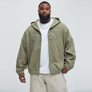 Sudadera con capucha OEM con pedrería y lavado ácido para hombre, estilo vintage desgastado, oversize, streetwear, con cremallera, fabricante de sudaderas con capucha - Product Image 5