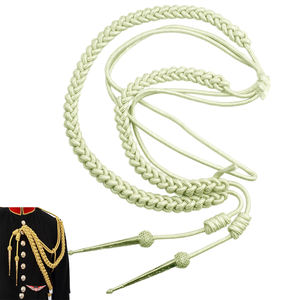 Aiguillette de hombro con hilo plateado brillante y puntas plateadas, cordón brillante azul marino. - Product Image 1