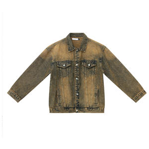 Men's Custom Printed Embroidery Winter Front 100% Cotton High Quality <b>Black</b> Vintage Denim <b>Jeans</b> <b>Jacket</b> - Product Image 2