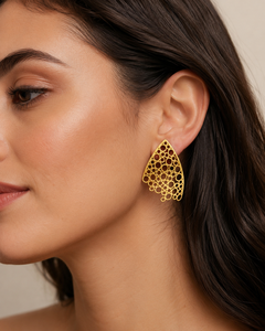 Boucles d'oreilles pendantes GPC en laiton plaqué or, design bulle filigranée tendance, motif feuille, pour femme, cadeau, bijoux de mode - Product Image 3