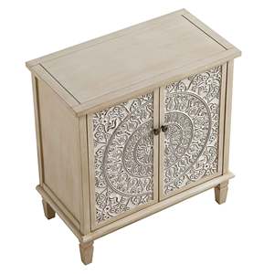 Antique Floral Relief Living Room <b>Cabinet</b> Solid Wood Storage Sideboard <b>Buffet</b> for Home Hotel - Product Image 3