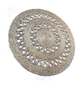 Seagrass Placemat and Cup Mat Set natural braid design, material: dried hyacinth cafe tabletop; origin: Vietnam crafted - Product Image 3