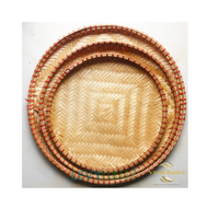 Groothandel Hoge Kwaliteit VIETCHOICE Handgemaakte Ecologische Bamboe Mini Handvat Ronde Vintage Multifunctionele Huishoudelijke Opbergmand