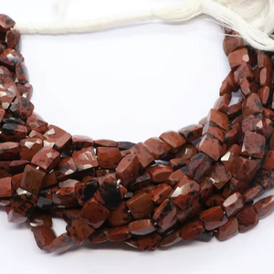 AAA Natural Marconi Obsidian Faceted Chicklet Beads 7x8-8x9 MM Marconi Beads 8 Inch Strand Faceted Marconi Obsidian Square - Product Image 1
