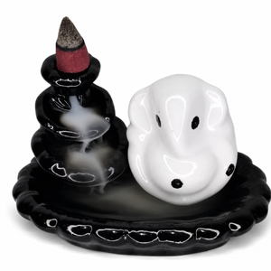 Lucky Ganesha Ceramic Backflow <b>Incense</b> Burner | Waterfall Aromatherapy <b>Cone</b> Holder Meditation Home Decor Gift Set Tabletop Decor - Product Image 1