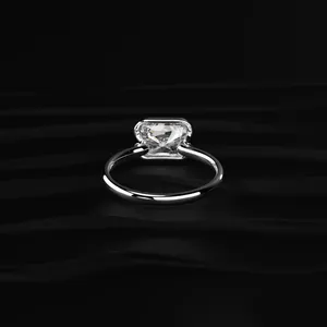 1.0CT Radiant Cut Labgrown Diamond Half Bezel East West <b>Ring</b> Vintage Style <b>Ring</b> Minimalist Diamond <b>Ring</b> From <b>Indian</b> Supplier. - Product Image 2