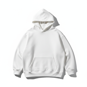Sweat-shirt à capuche surdimensionné pour homme, 100% coton blanc, imprimé personnalisé sur le dos, style vintage de luxe, avec poche, vente en gros - Product Image 1