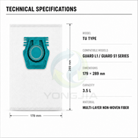 YONGJIA Tekstil Kantong Vakum Dapat Digunakan Kembali Suku Cadang Filter untuk Pengganti TU Guard L1/Guard S1/CO Guard M1