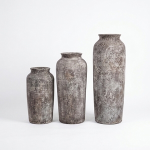 Vase de sol en céramique rustique Vinculo L, grand format, fait main, extra haut, gris vieilli, décoratif, design personnalisable, vente en gros - Product Image 1