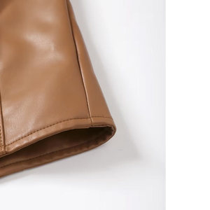 Best Quality Women Genuine Leather Jacket Knitted <b>Canvas</b> Winter Custom Made Quick Dry Breathable Stand Collar Zipper Closure - Product Image 6