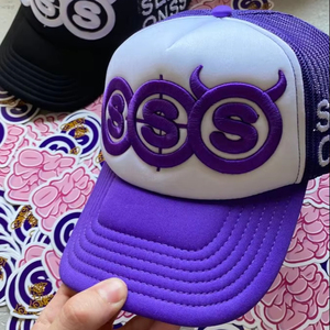 Wholesale Custom <b>Flat</b> Brim Trucker Hats Embroidered Mesh Baseball <b>Caps</b> Contrast Color Outdoor Golf <b>Caps</b> for <b>Men</b> - Product Image 1