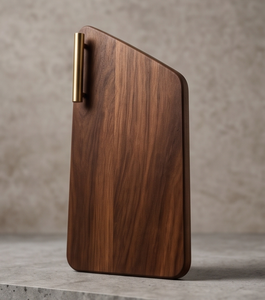 Planche de service de luxe en bois de manguier inclinée, planche à découper asymétrique moderne avec barre en laiton, décoration de cuisine, vaisselle - Product Image 5