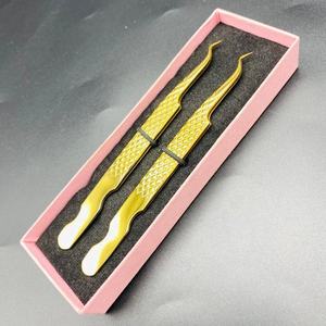 แหนบต่อขนตาปลายแหลมสแตนเลสเกรดมืออาชีพเคลือบเพชร พลาสมาโกลด์ ซี คุณภาพสูง ทนทาน - Product Image 2