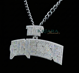 Men's Hip Hop Moissanite <b>Pendant</b> Rhodium Plated 925 Silver Letter Finesse Charm Channel Setting Everyday Wear - Product Image 3