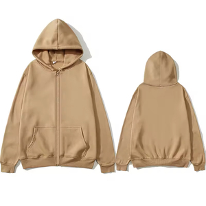 เสื้อสเวตเชิ้ตผ้าเฟรนช์เทอร์รี่พิมพ์โลโก้ตามสั่ง แขนยาว ซิปยาว สีพื้น ทรงหลวม สไตล์ลำลองสำหรับผู้ชาย เหมาะสำหรับฤดูใบไม้ผลิและฤดูใบไม้ร่วง - Product Image 2