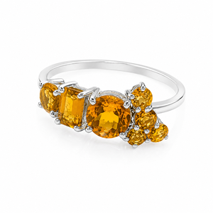 Citrine Gemstone <b>Ring</b> in 925 Sterling <b>Silver</b> with Rhodium Plating Prong Setting Luxury Style for Children & Women Unisex - Product Image 2