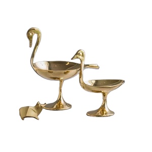 Luxury golden swan <b>couple</b> jewellery tray decorative metal bird bowl set elegant tabletop organizer for <b>rings</b> earrings bracelets - Product Image 1