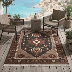 Traditional Tribal Geometric Area Rug with <b>Round</b> Pattern Decorative <b>Carpet</b> for Living Room Bedroom Home Decor - Product Image 6