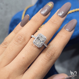 3 Carat Radiant Cut Halo Lab Diamond <b>Ring</b> <b>Large</b> Statement Engagement Jewelry Pave Band IGI Certified 10K White Gold <b>Ring</b> - Product Image 4