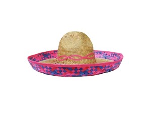 Custom Bulk Handmade Natural Straw <b>Sombrero</b> Hat Mexican Style Wide Brim Colorful Trim Sun Protection Hats for Festive Events - Product Image 1